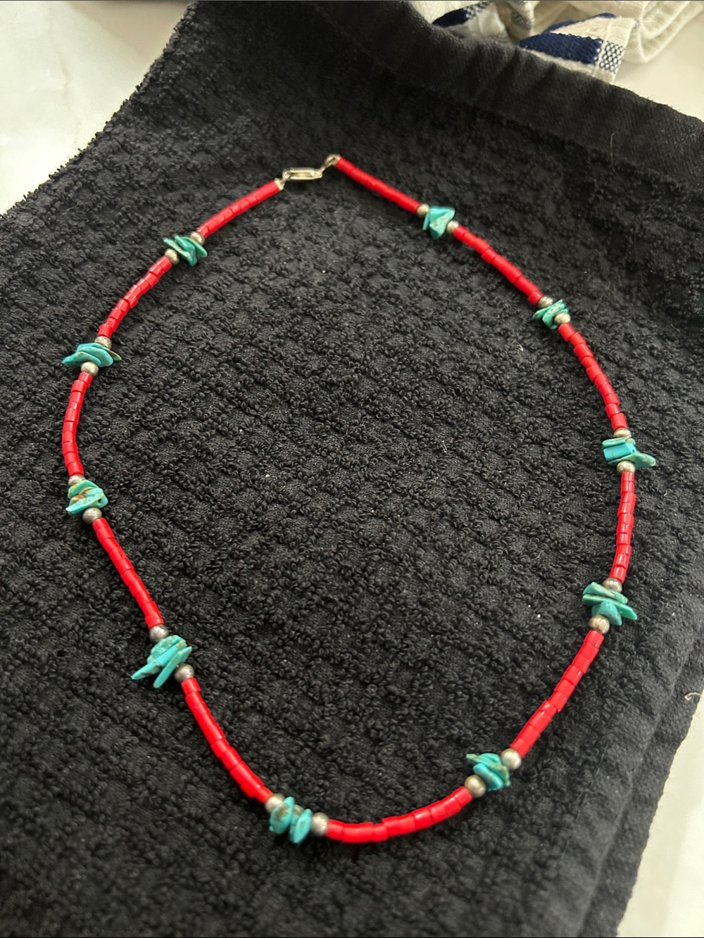 Red and Turquoise Beaded Necklace - Women’s Fashion Jewelry